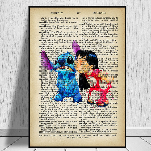 Lilo and Stitch Dictionary Art Print Poster Decoration Gift Disney