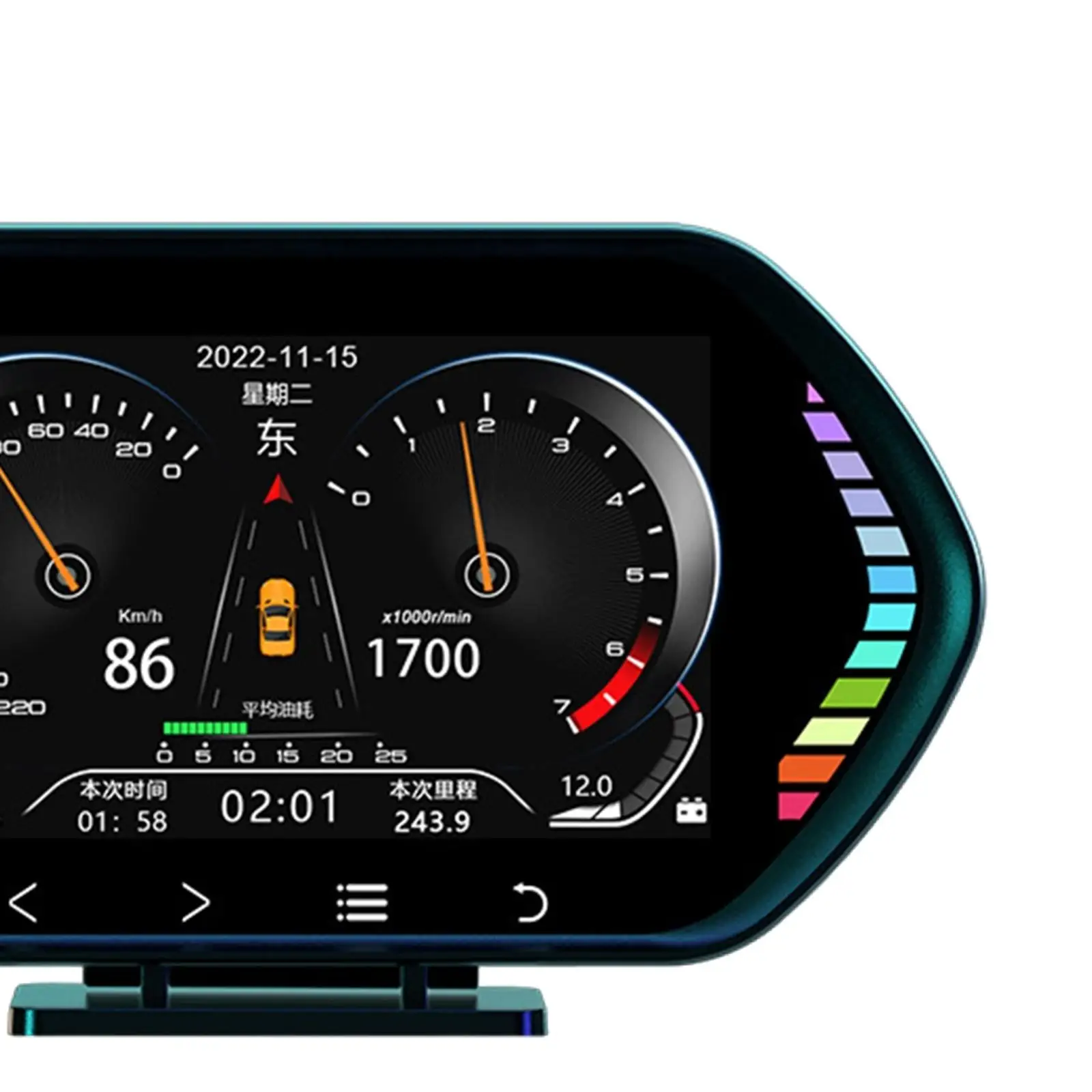 OBD2 Gauge Display with Ambient Light Multifunctional Troubleshooting Head up Display OBD+GPS Smart Gauge for Most Vehicles