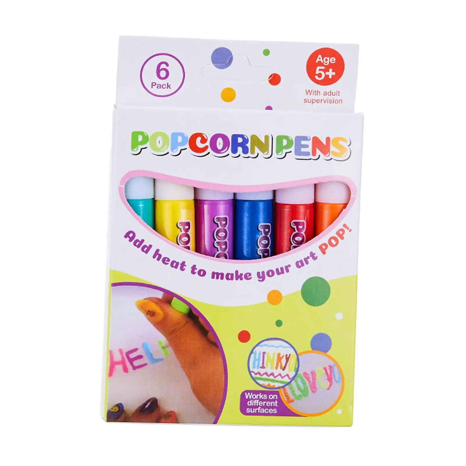 6 Pieces Popcorn Color Paint Pen Boys Girls Pens for Small Arts Illustrating Coloring Books Drawing Decorating Cards