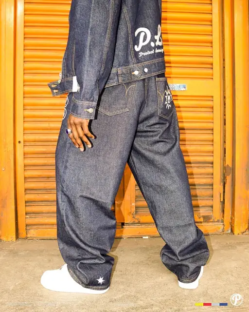 Street Retro Hip Hop Protect Print Jeans Trend Fashion Black High-waist  Jeans Y2k Men Oversized New Baggy Casual Wide Leg Pants - AliExpress