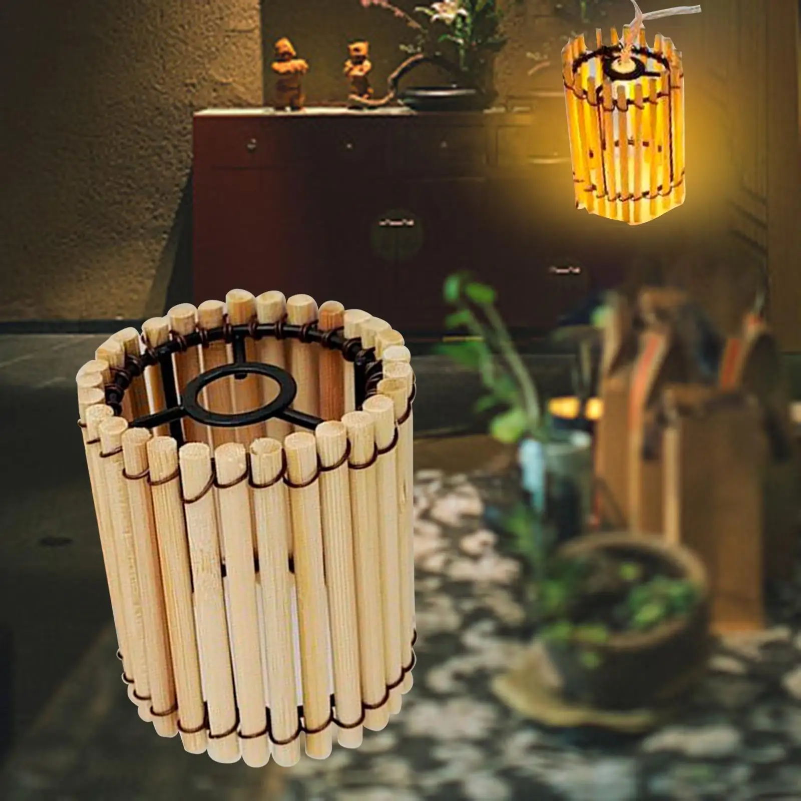 Pendant Light Cover Wicker Light Fixtrues for Teahouse Hotel Decoration
