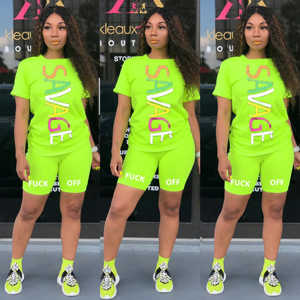 plus size sweat suits L094 Summer Ladies Leisure Sports Two Piece Set Solid Color Letter Printing Short-sleeved T-shirt and Shorts Sports Suit Women womens underwear sets