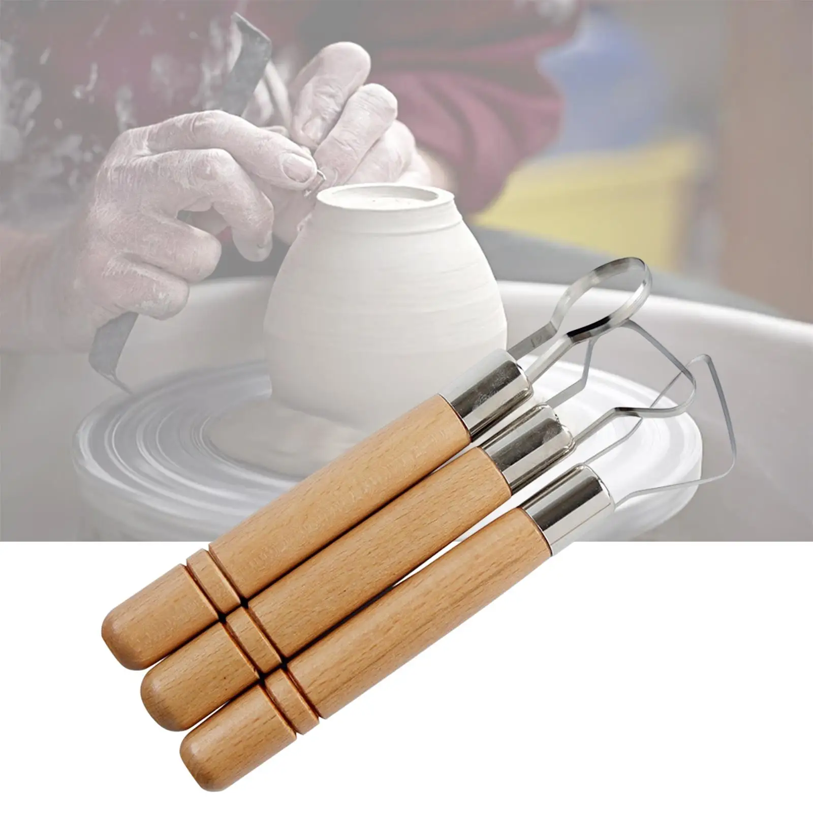 3x Clay Pottery  Carving Scraper  Ceramic Trimming Loop Shaping Texture Tools for Beginners