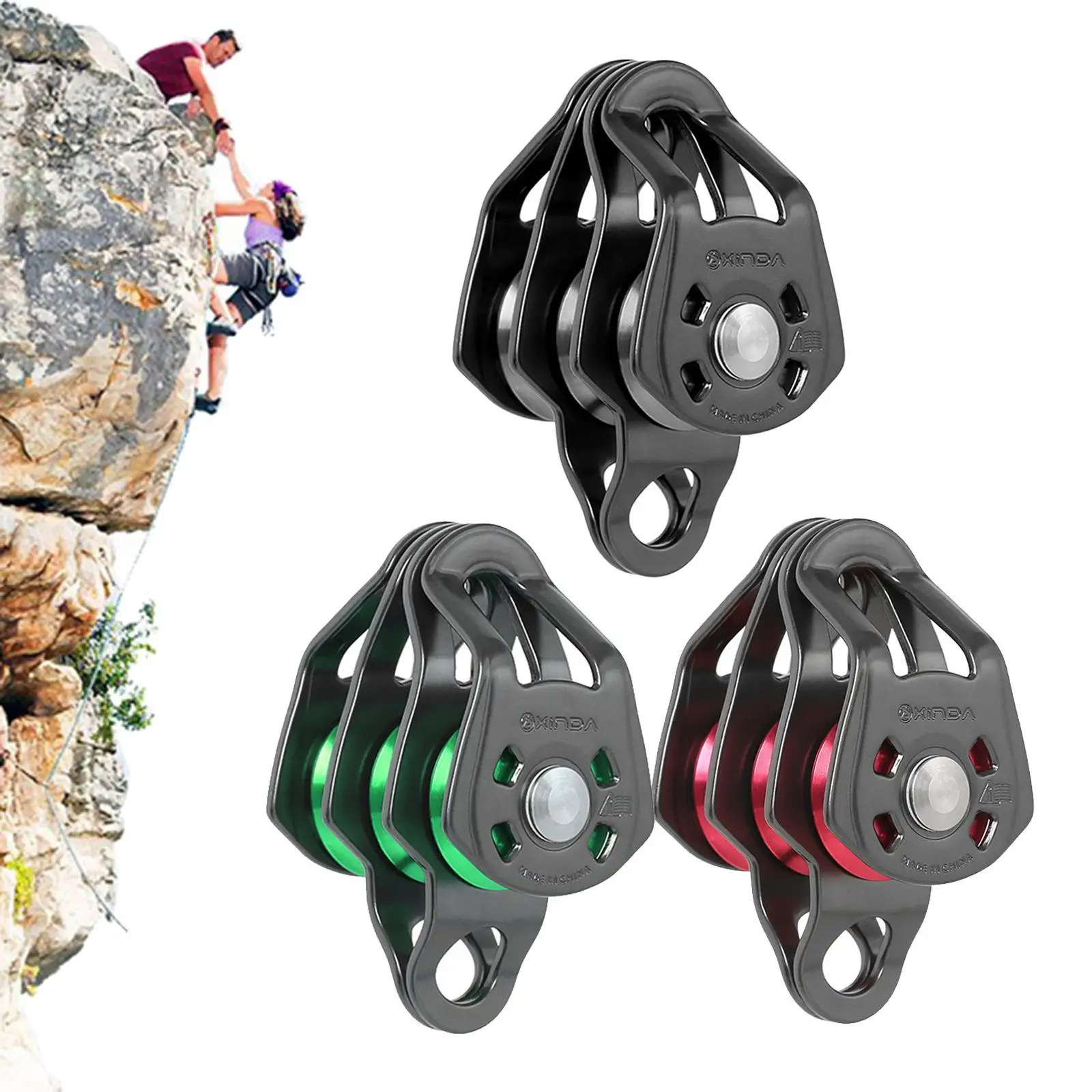 Climbing Rope Pulley with Ball Bearing  Trolley Pulley Fit for  mm Ropes Rock Climbing Caving Aloft Work