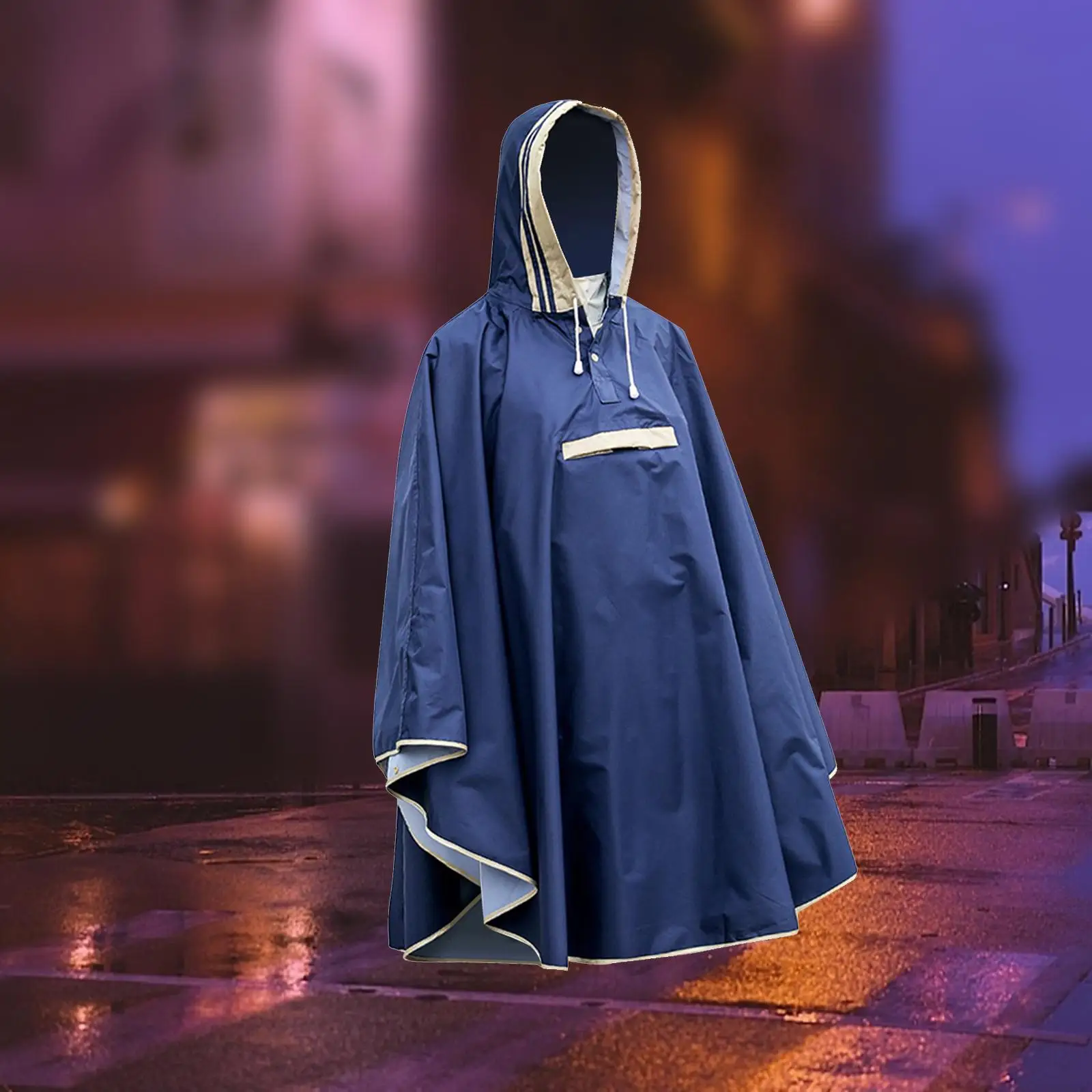 Adults Poncho Waterproof Rain Jacket Impermeable Rain Protection Long Sleeve Outwear Reusable Raincoat for Men Women Hiking Tour