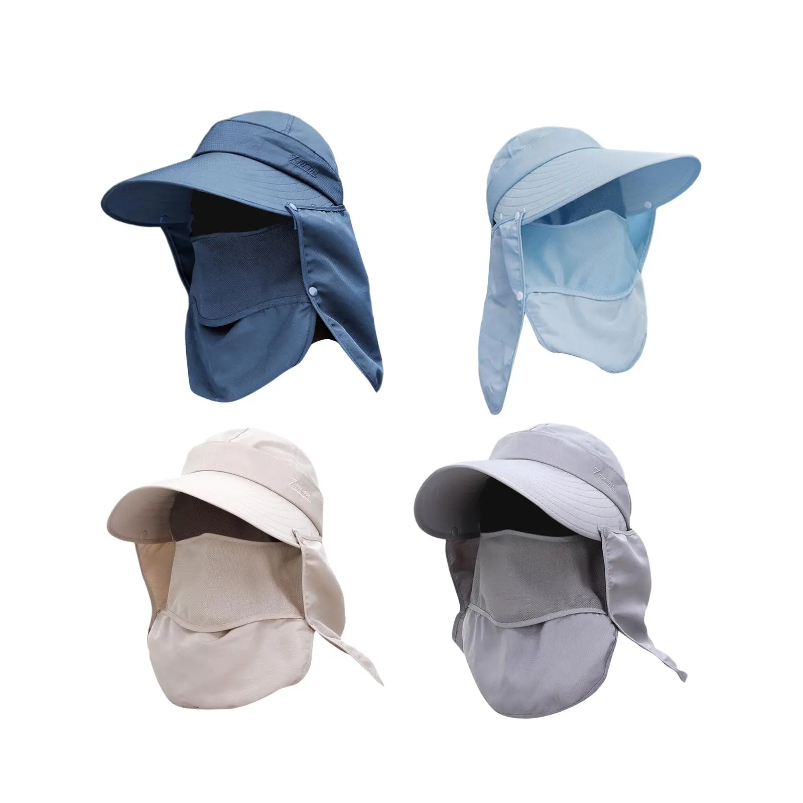 Sun Protection Face Covering with Detachable Neck Flap Cover Foldable Sunshade