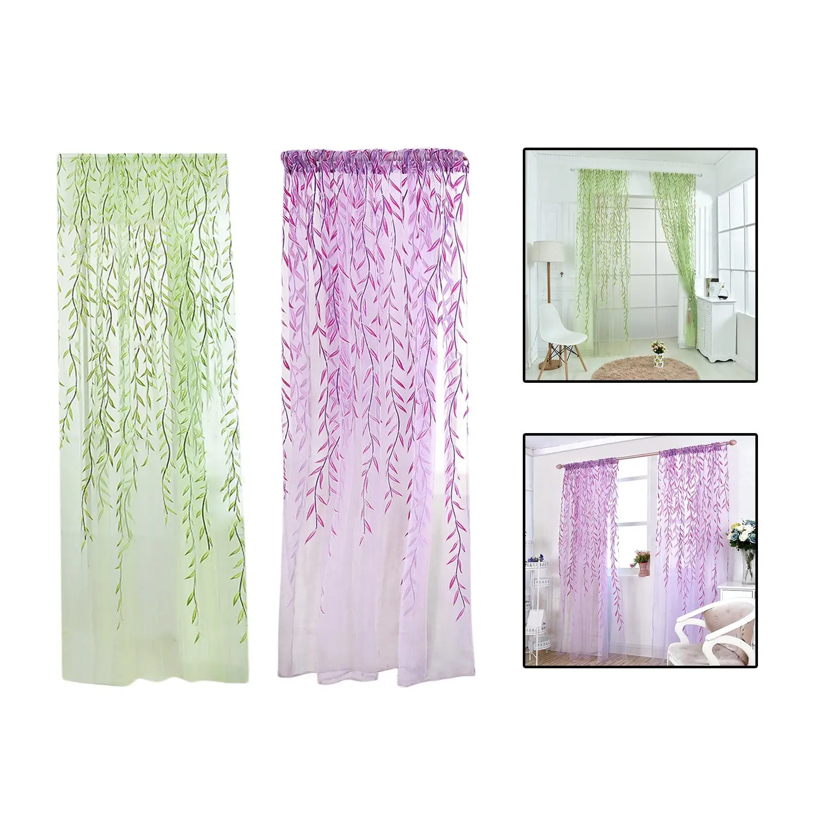 Soft Voile Curtain Lightweight Fashion Window Treatments Elegant Window Curtains for Bedroom Bathroom Kitchen 39.37`` x 78.74``
