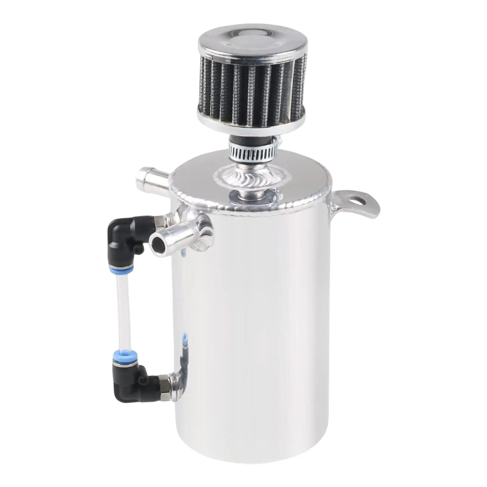Car Oil Catch Can Tank 0.5L Engine Air Oil Separator Compact Silver with Breather Modified Automotive Reservoir Tank Oil Pot Kit