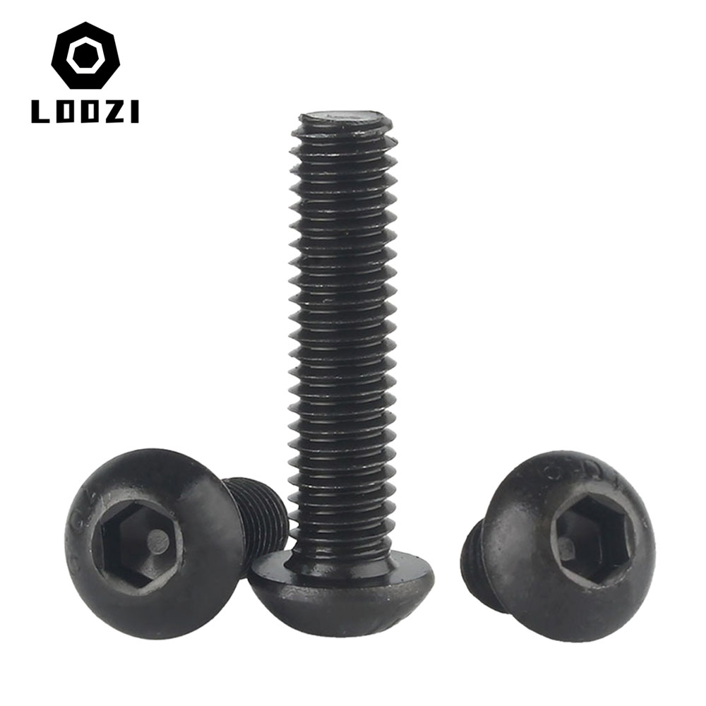 10/20/50 Stück ISO7380 Schwarz Grade10.9 M2 M2.5 M3 M4 M5 M6 Innensechskant Rundflachkopf Pilz Inbusschraube – Detail 7
