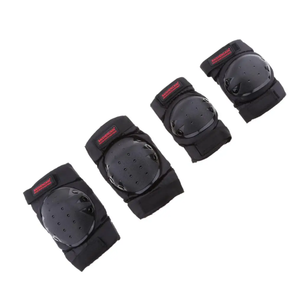4Pcs Adult Knee/Elbow Pads Guards  Elbow for Motorcycle Cycling ,Skating, Skateboard,Scooter (Black)