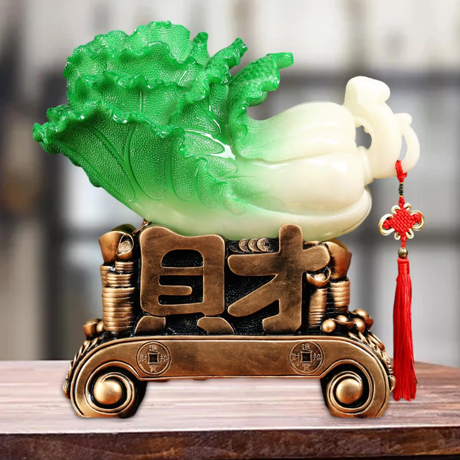 Chinese Cabbage Ornaments Blessing Furnishings Feng Shui Statue for Home Bookcase Centerpiece Cabinet Office Desk Creative Gift