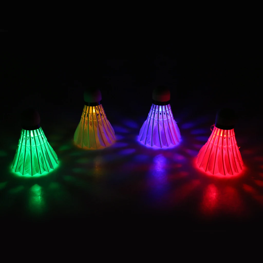 4 Pieces Colorful LED Badminton Ball Set Luminous Shuttlecocks