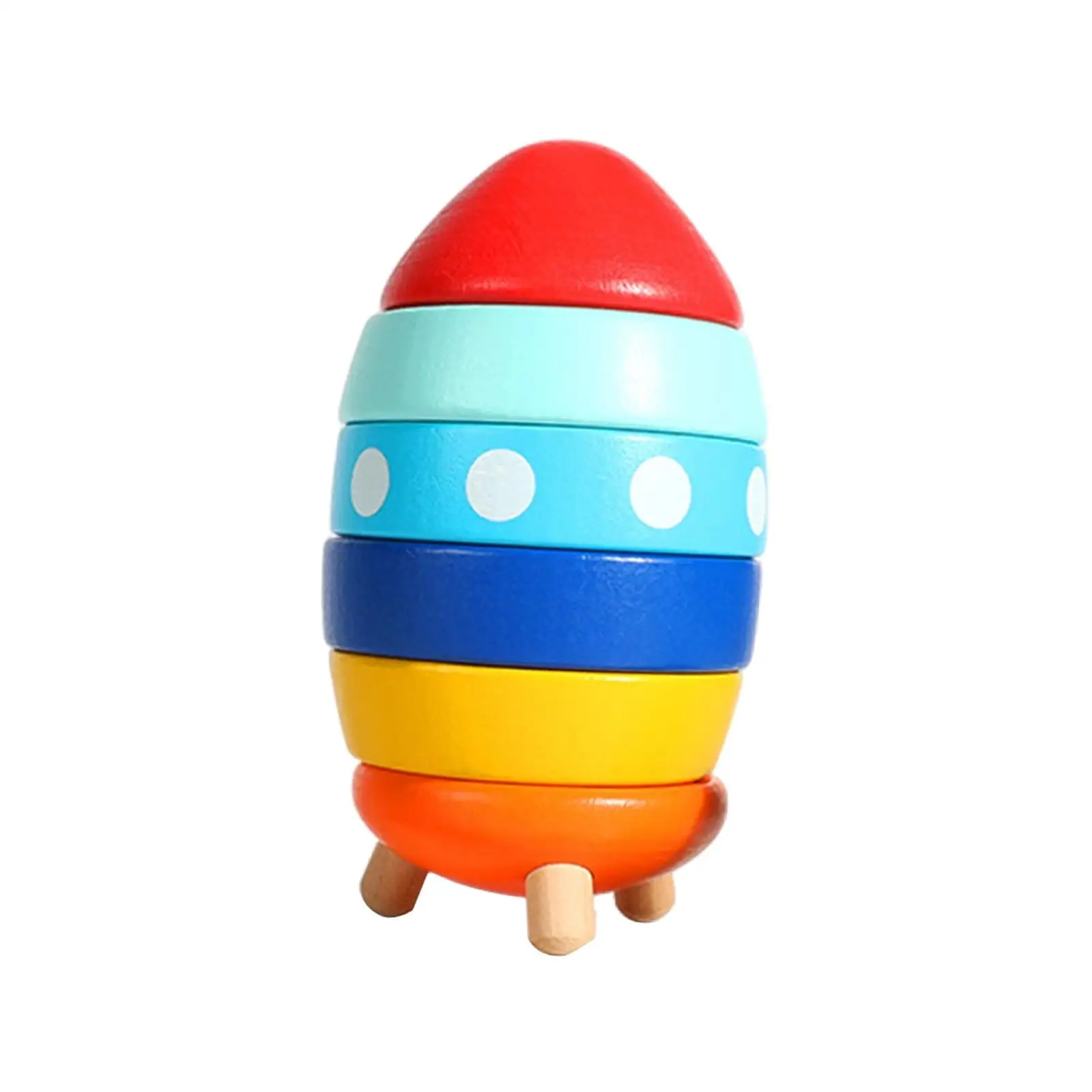 Montessori Wooden Colorful Rocket Shaped Stacking Toys Educational Toys Puzzle for Children Boys and Girls Kids