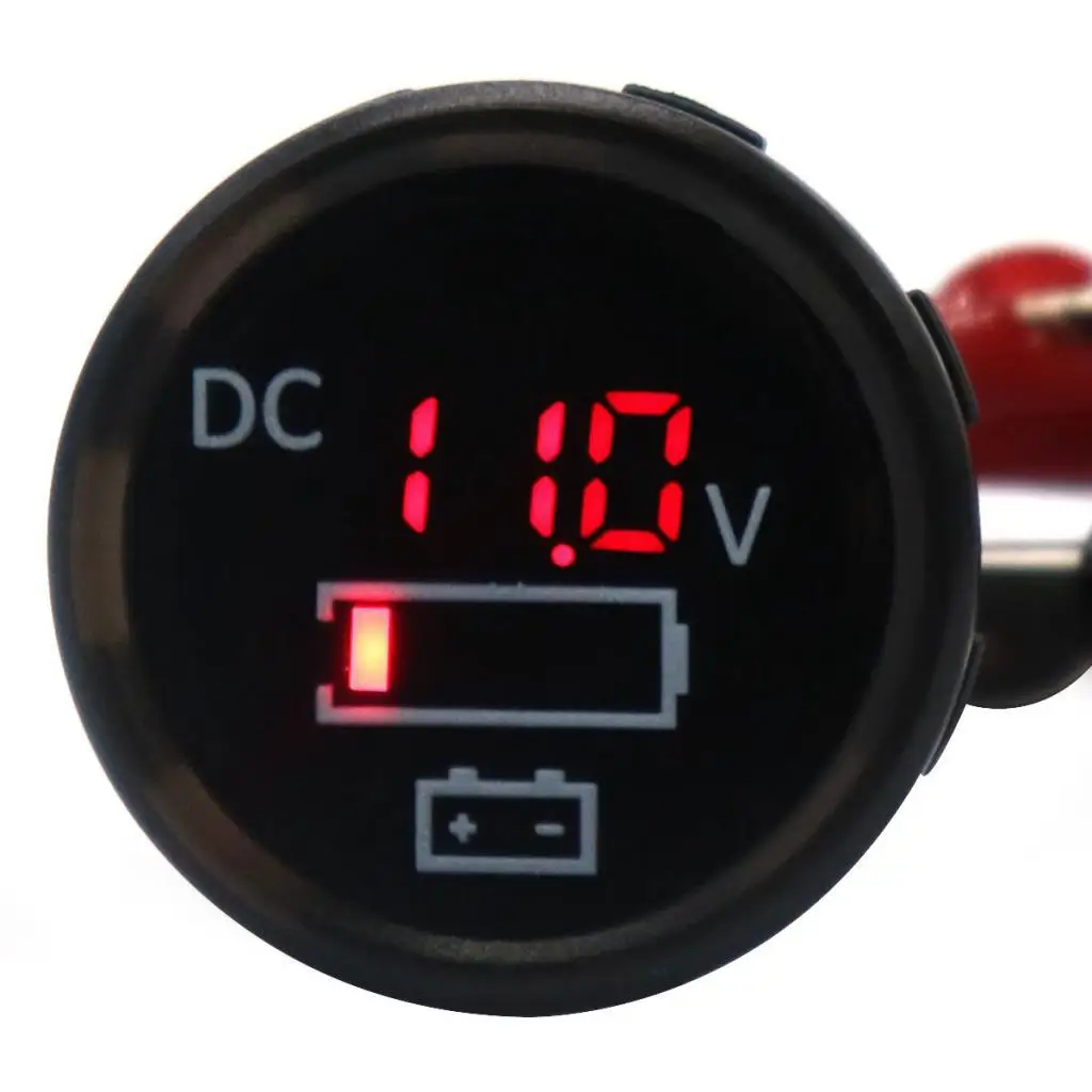 Waterproof Car Motorcycle Red LED Digital Voltmeter Gauge Meter 12V-24V
