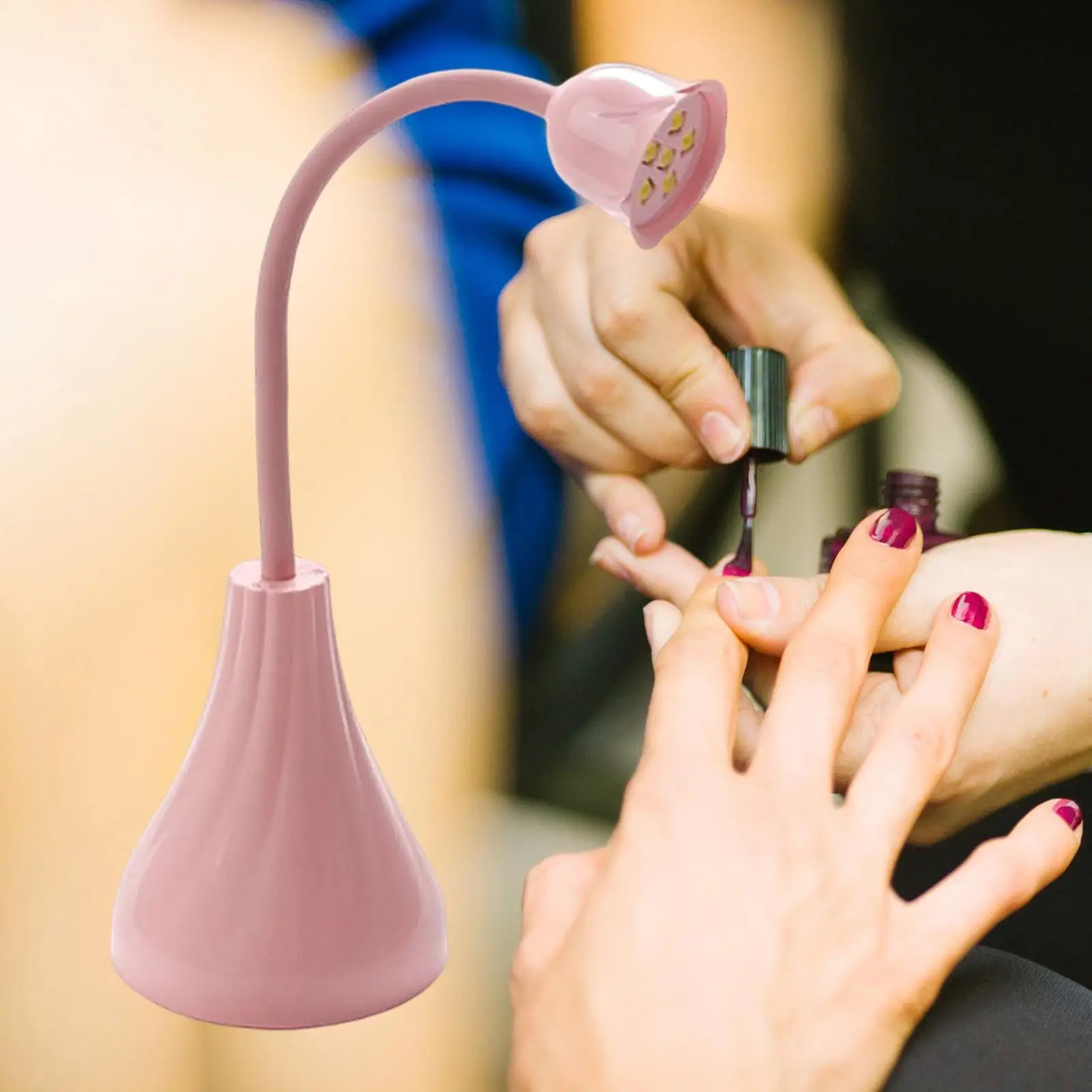 Portable Nail Lamp Lightweight Dryer Curing Gel Heating Light Nail Patch Toaster Lamp 360 Rotation 6 LEDs for Gel Nails Home