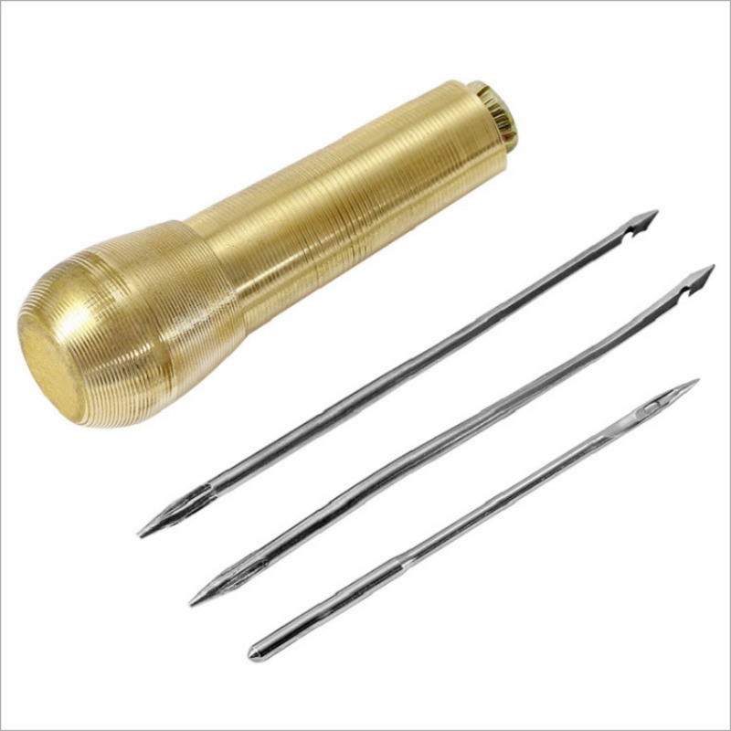 Description Picture 5 of itemLeather Sewing Kit DIY Leather Sewing Awl Needle with Copper Handle Set Leather Canvas Tent Shoes Repairing Tool Nylon Thread