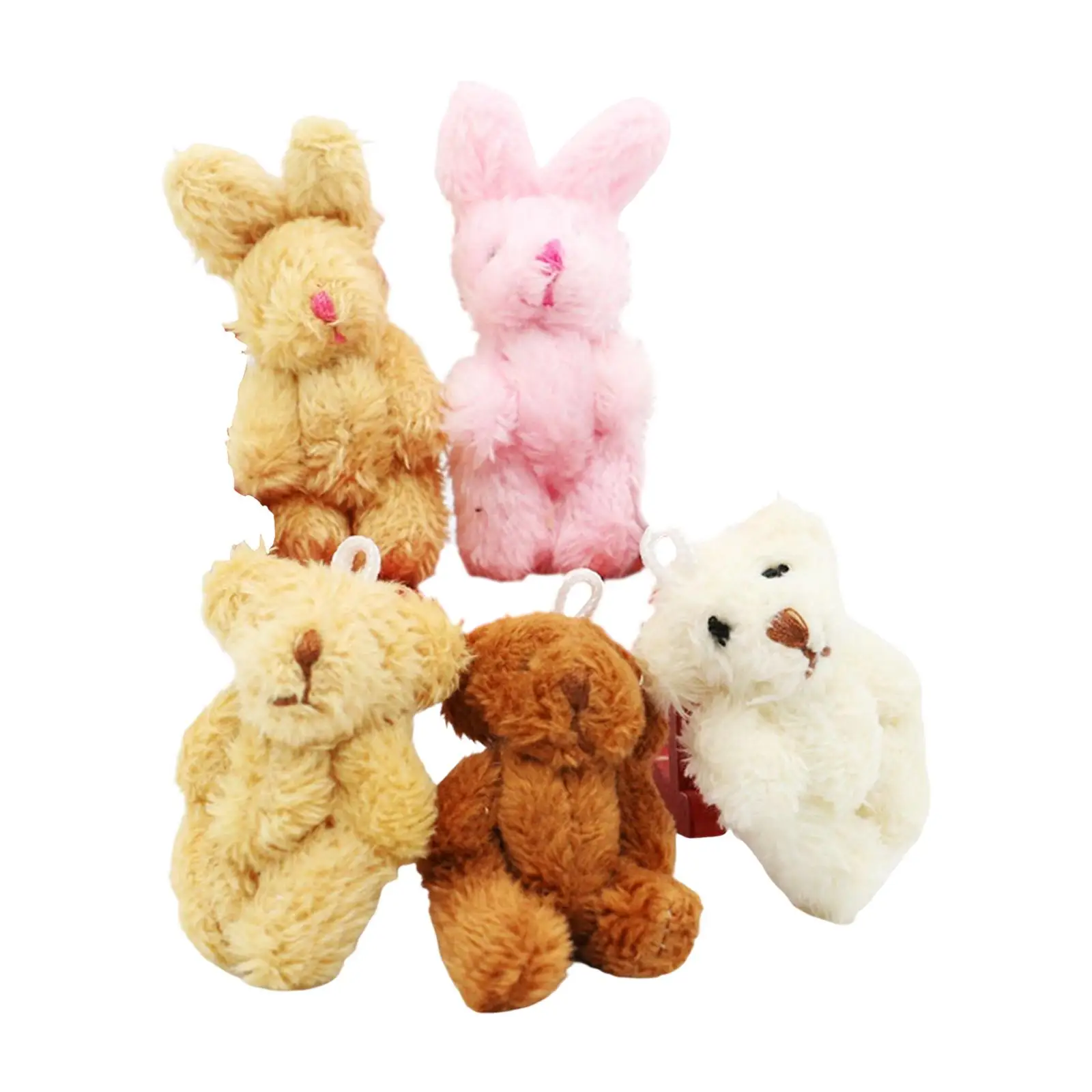 5x 1/12 Miniature Doll Toy Soft DIY Accessories Mini Adorable Photo Props DIY Scene Animal Model Toy Simulation Bear for Easter