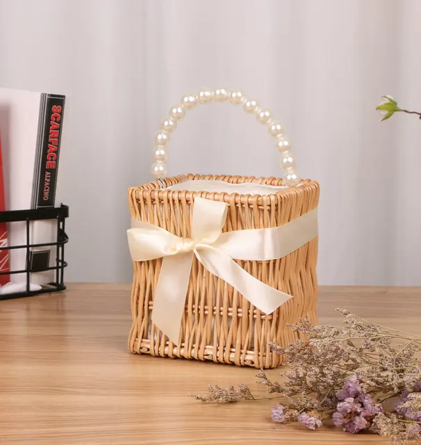 Alipis Wedding Basket Flower Basket Baskets for Gifts Hamper Birthday  Decoration for Girl Small Storage Basket Rustic Flower Girl Basket Wedding