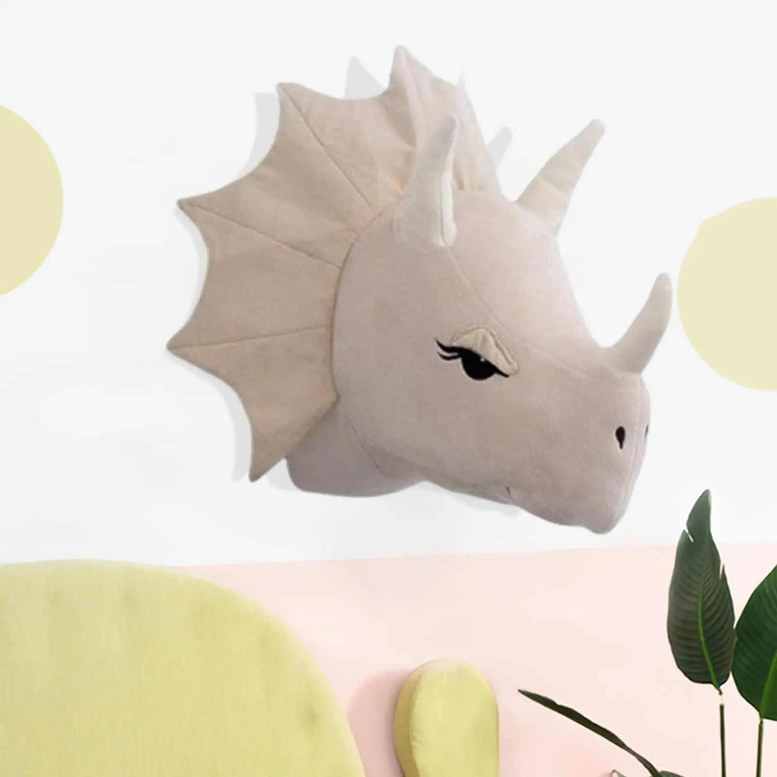 3D Cute Dinosaur Head Wall Hanging Decor Stuffed Plush Toy Pendent Animals Head
