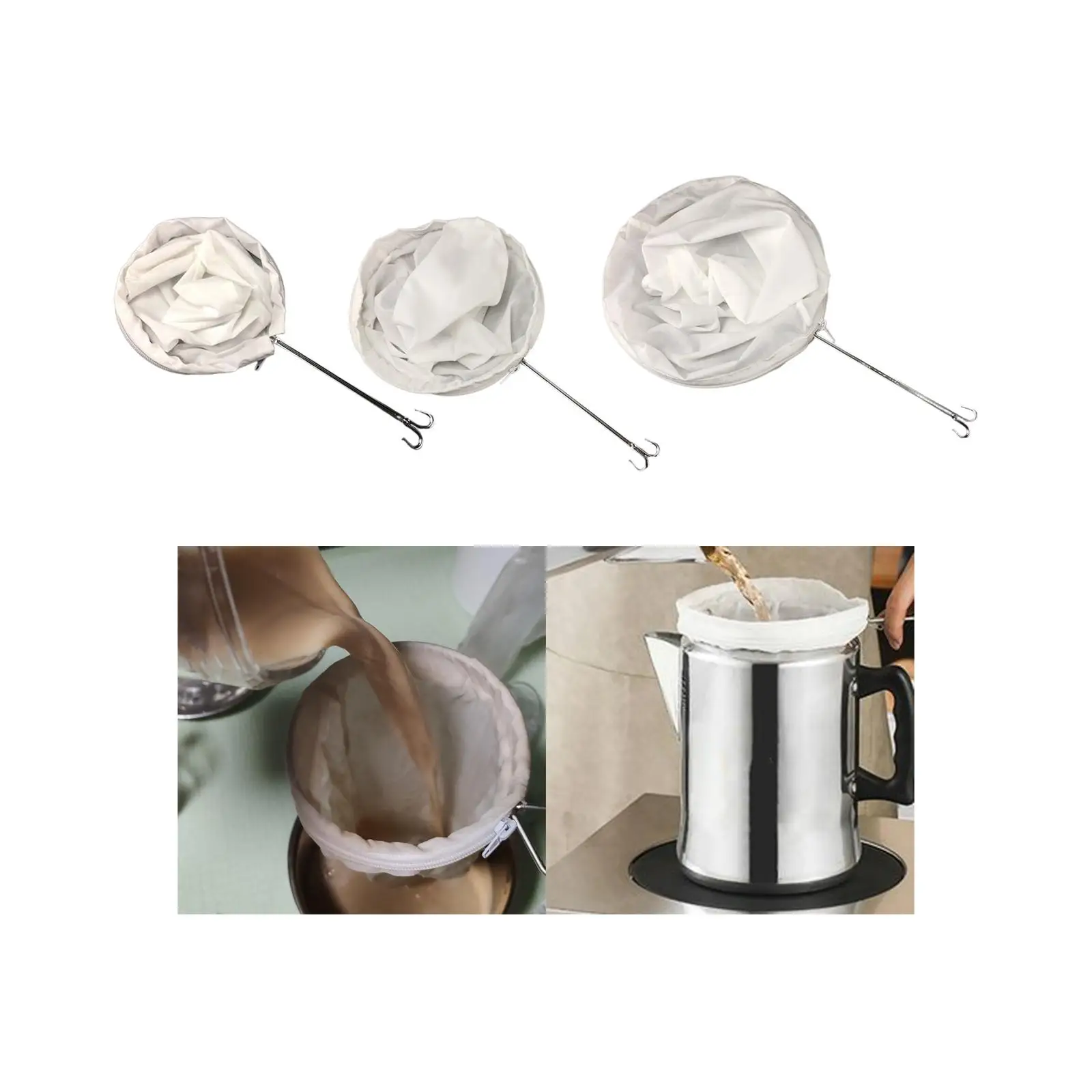Milk Filter Bag Cheesecloth Reusable Unbeached with Sturdy Handle Mesh Strainer Bag for Tea Soup Fruit Juice Yogurt Milk