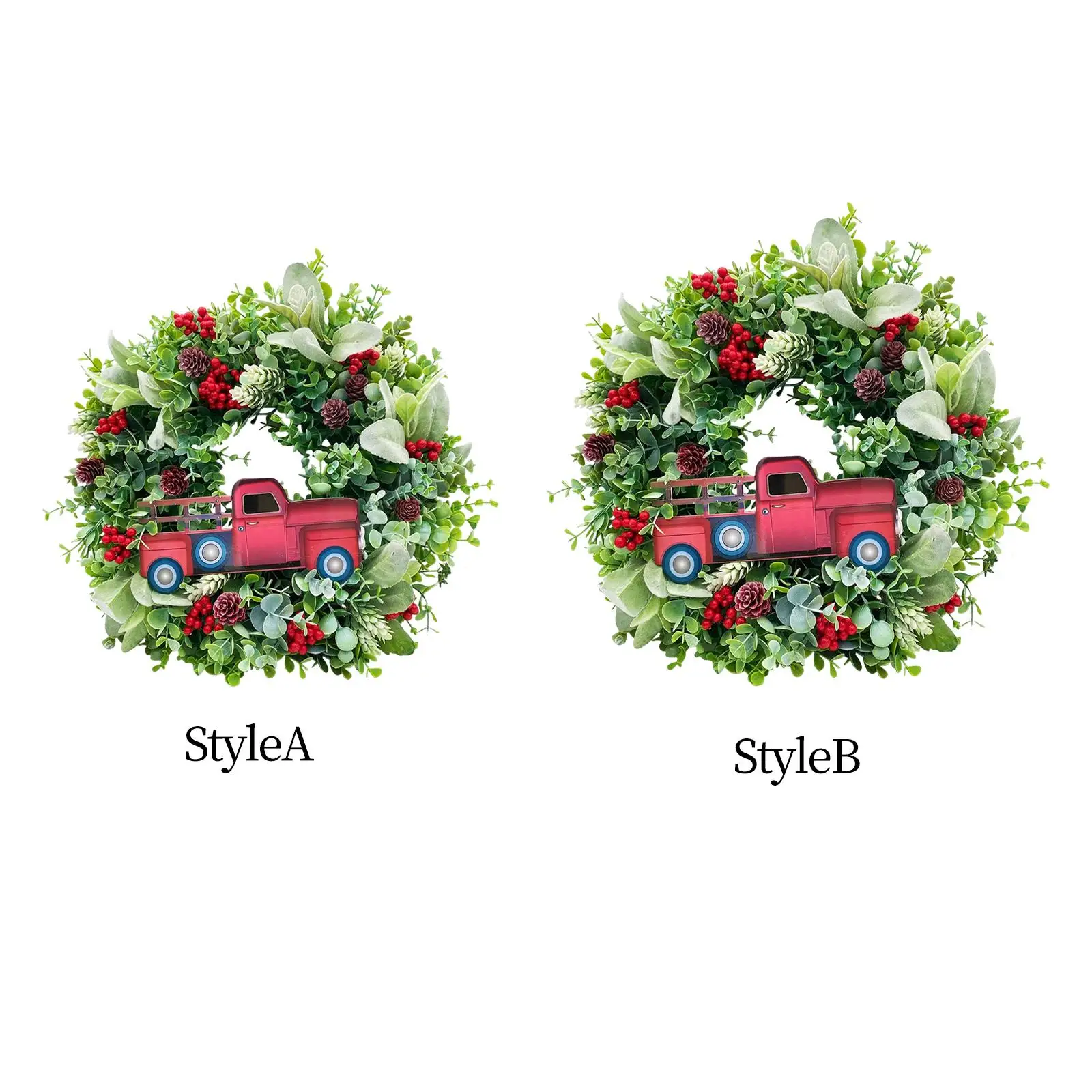 Christmas Flower Wreath Green Leaf Wreaths Christmas Decoration Ball Berries Ornament for New Year Festival Party Home Decor