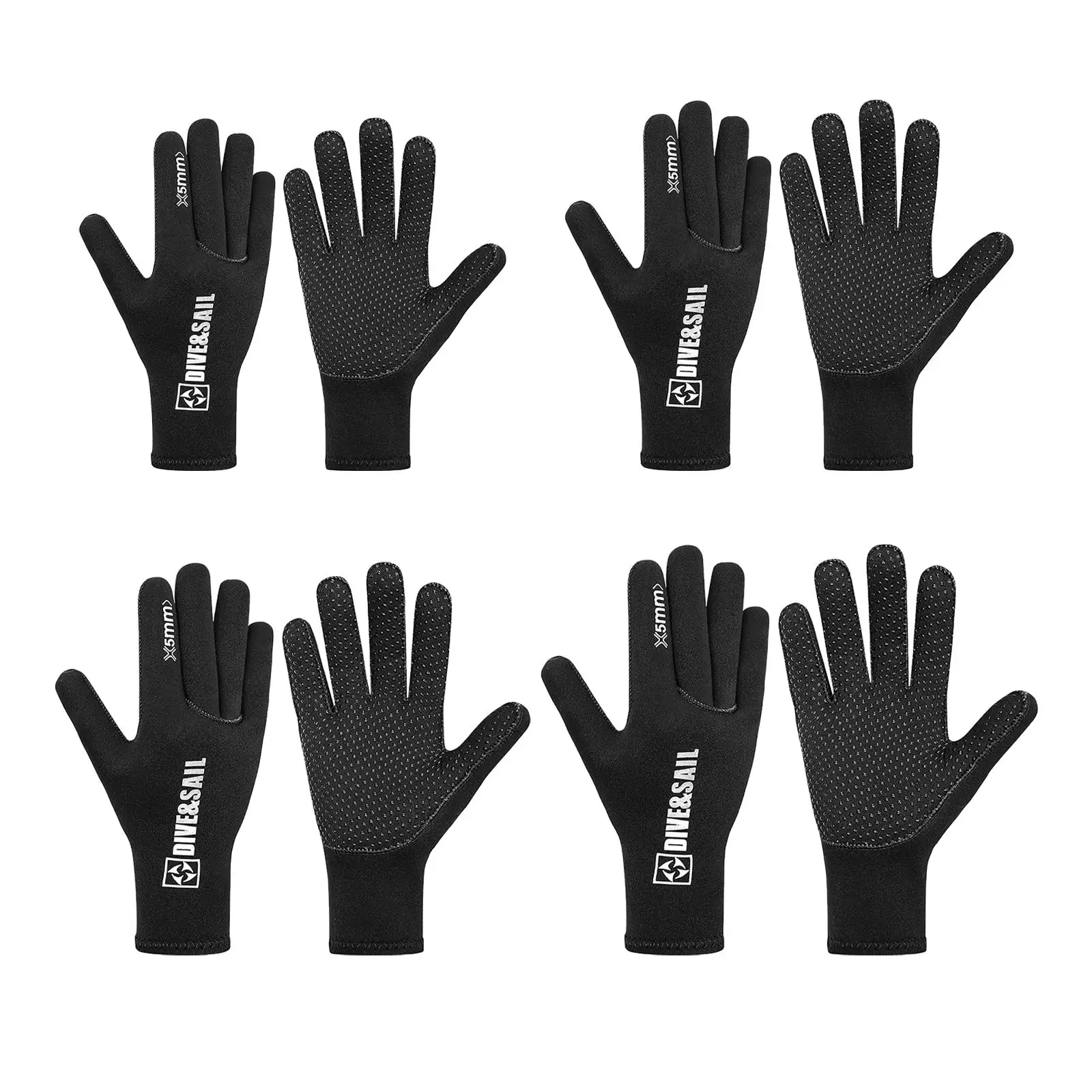 Diving Gloves Flexible Anti-Slip Wetsuit Five Finger Glove for Canoeing