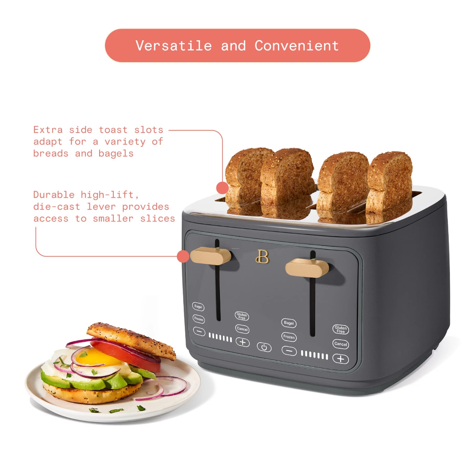 Title 6, 4-Slice Toaster with Touch-Activated Display, O...