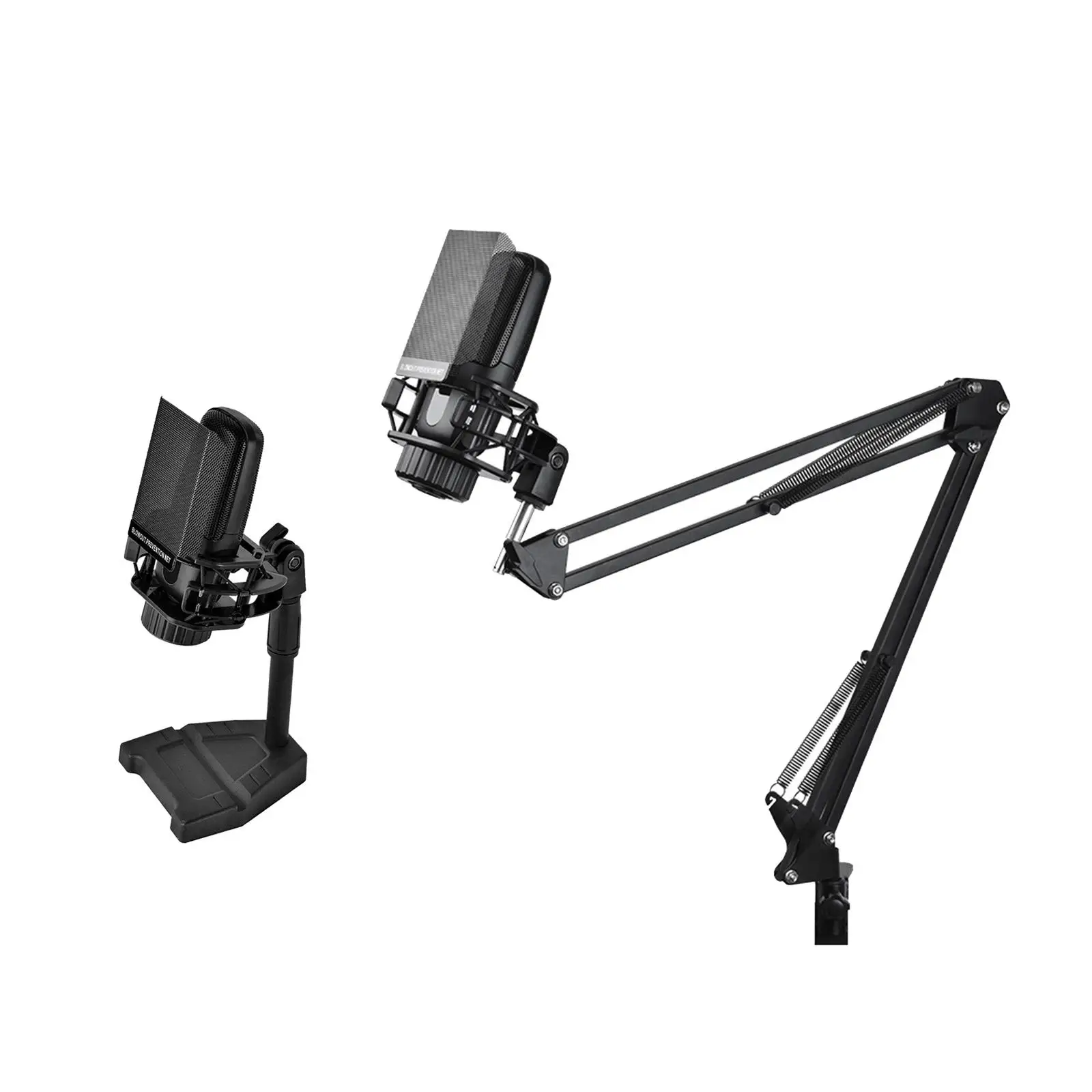 Microphone Arm Stand with Microphone Foldable Universal Desktop Holder Heavy Duty Mic Suspension Mount for Gaming Live Streaming