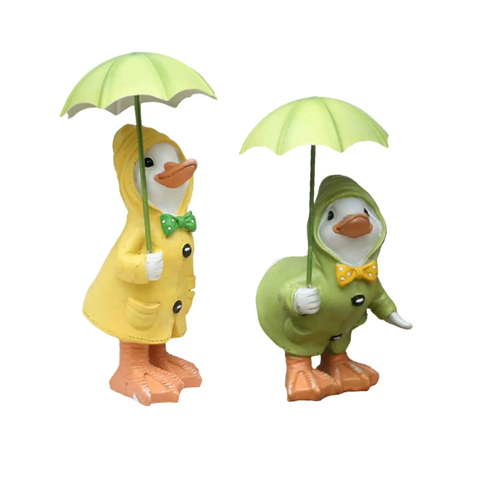 Garden Figurine Animal Ornament Raincoat Duck Statue Sculpture for Pool Yard