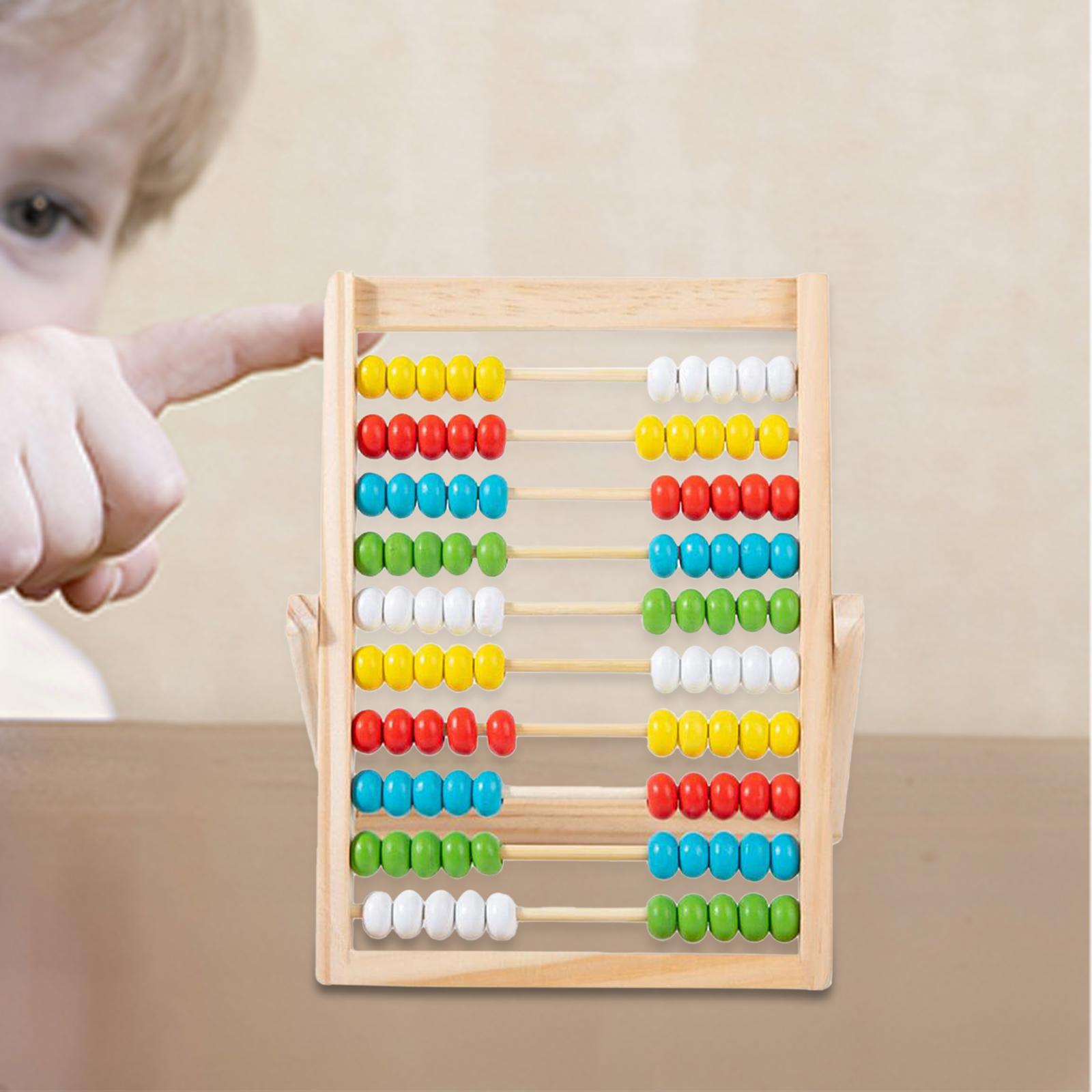 Wooden Abacus Educational Counting Frames Toy Montessori Gifts 100 Beads Math Tool 10 Rows Abacus for Preschool Toddlers