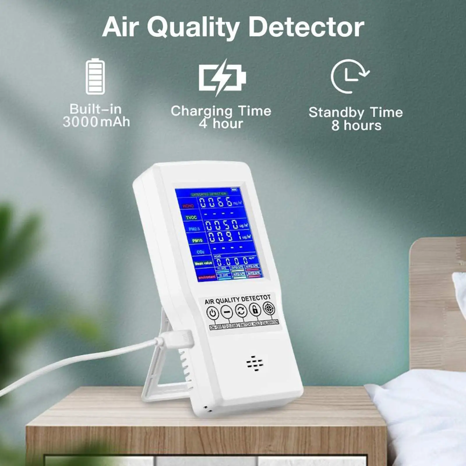 Air Quality Pollution Monitor, Temp & Humidity Meter