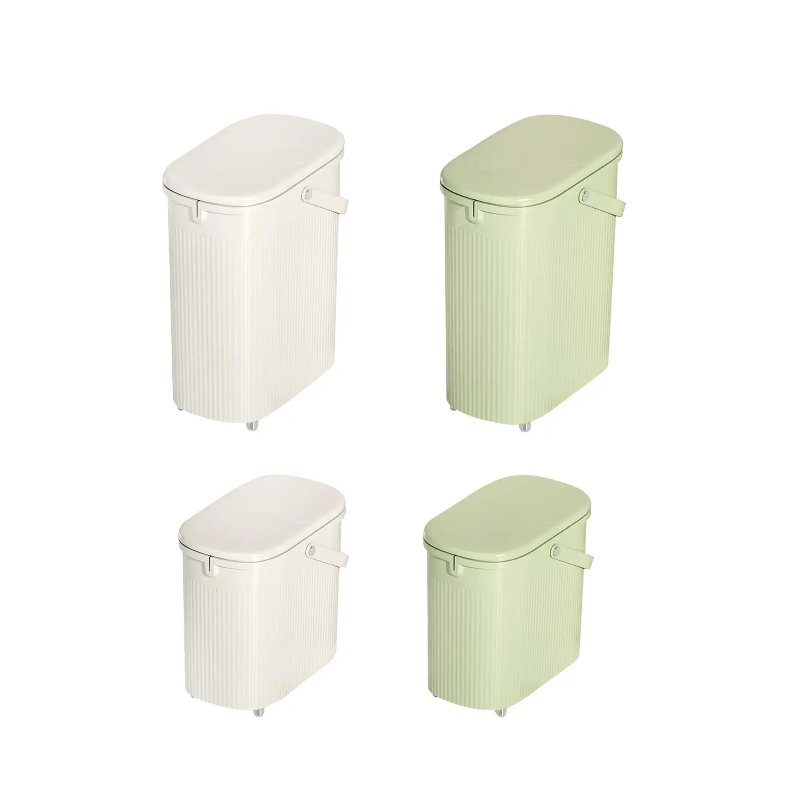 Rectangular Trash Can with Press Type Lid Simple Design Wastebasket Slim Garbage Can for Sunroom Bedroom Entryway Kitchen