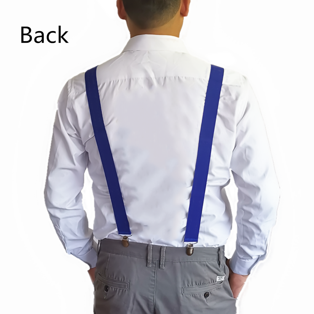 3.5 cm Wide Solid Color No Cross Suspenders Men 4 Strong Clips Women Suspender For wedding Party Trouser Braces