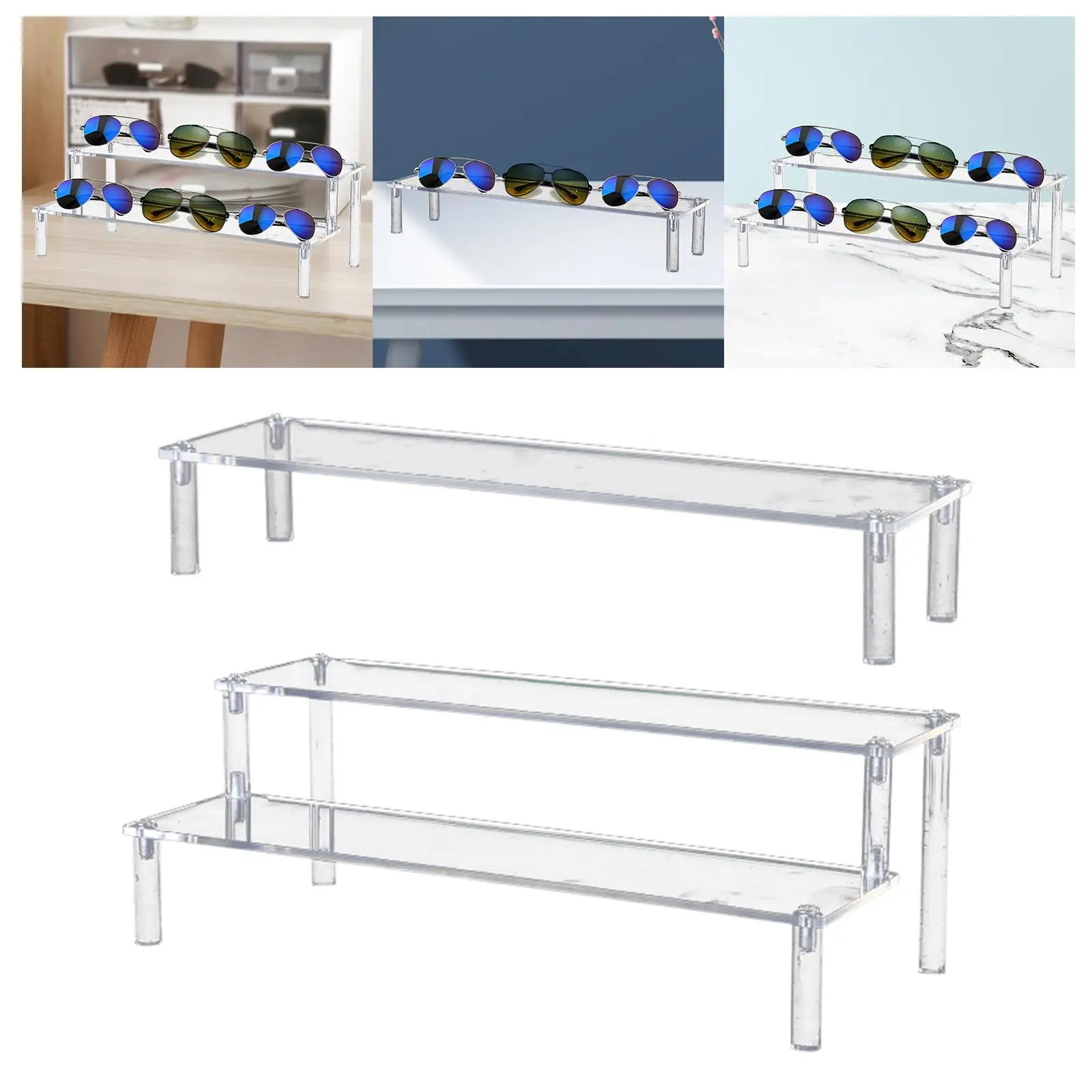 DIY Glasses Display Riser Stand Acrylic Food Collectibles Shelf Accessories