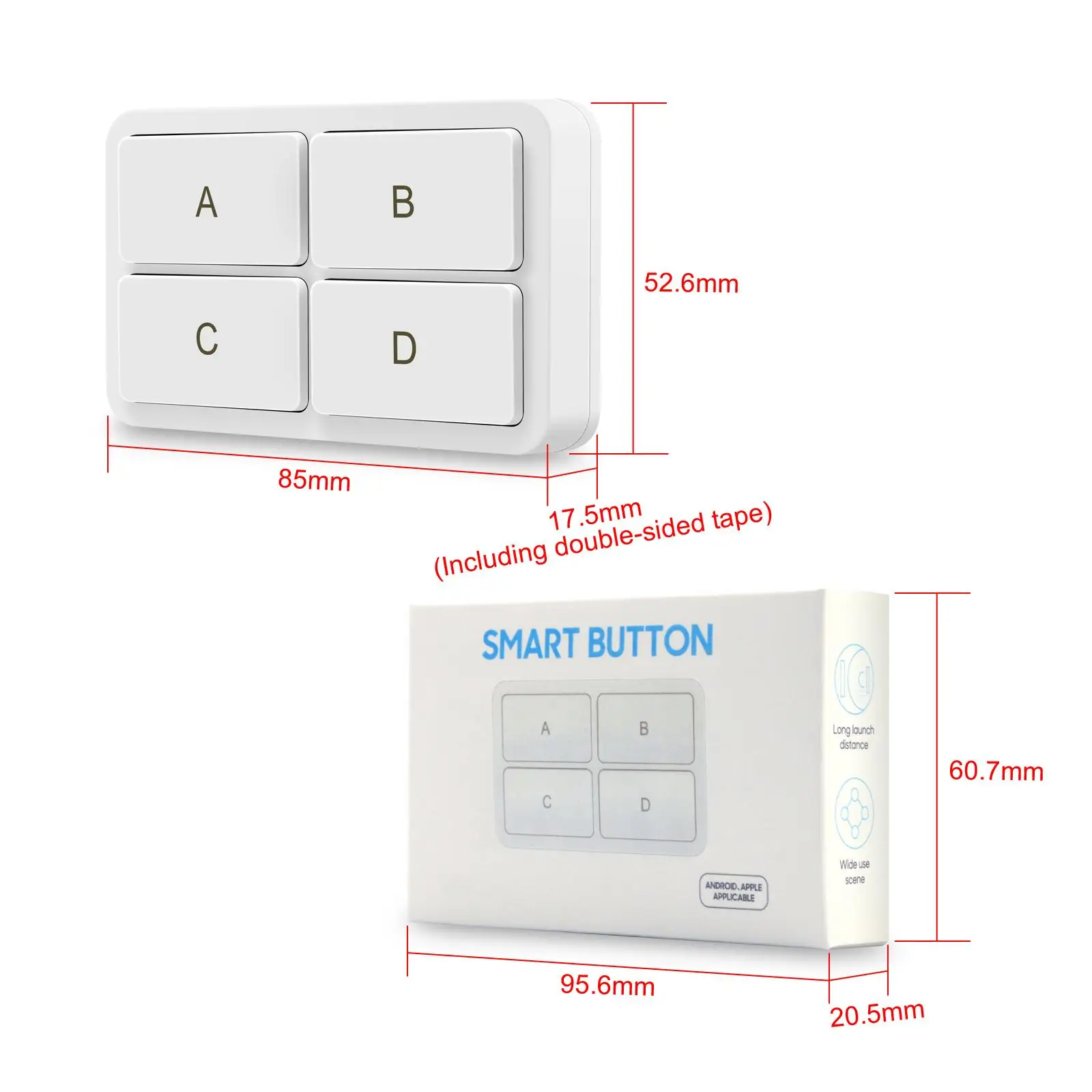 Wireless Free Sticker Panel 12 Scene Button Switch