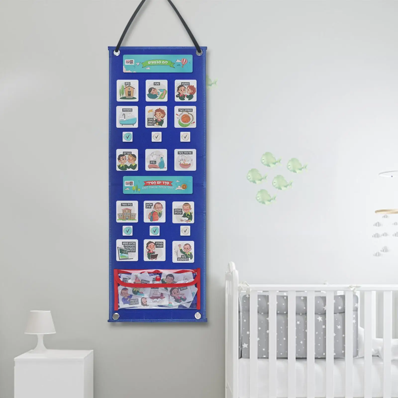 Israeli Visual Schedule for Kids Chore Chart Pocket Chart Cards for Communication Education Preschool Interaction Holiday Gifts