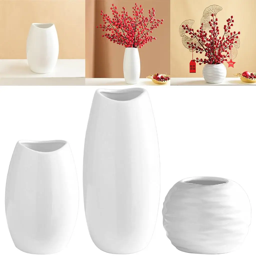 white color ceramic Vase Chic Plant Bud Flower Pot Farmhouse Desk Stem Branch Dried er Entryway Restaurant Shop Table Decor