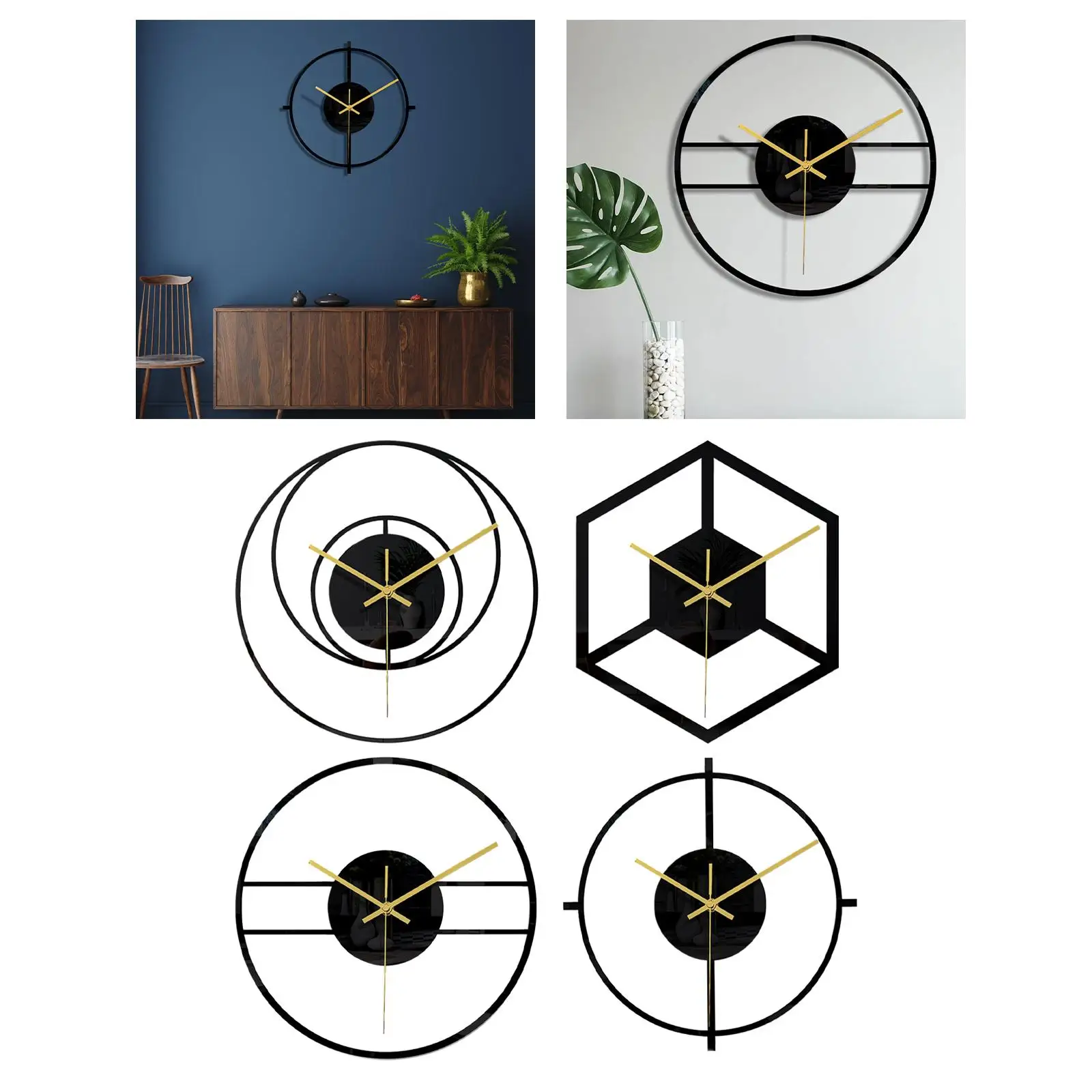 Nordic Style Wall Clocks Silent Clocks Wall Art Decor Battery Operated for Office Home Living Room Bedside Decor