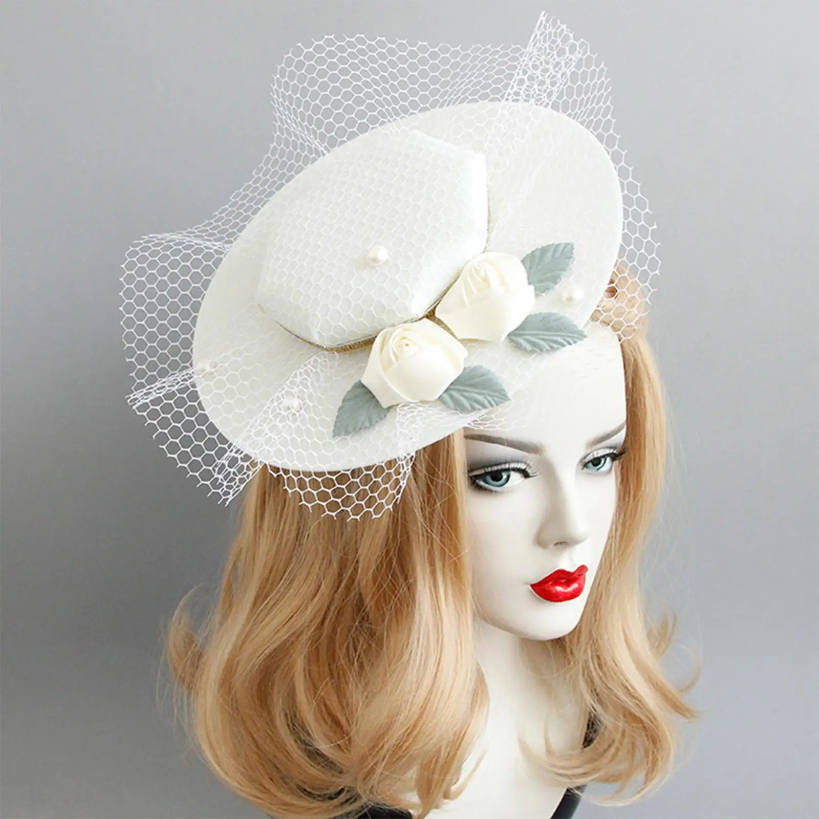 European Court Style Fascinator Top Hat Comfortable White Headband for Girls Tea Party Dress Accessories Horse Racing Cocktail
