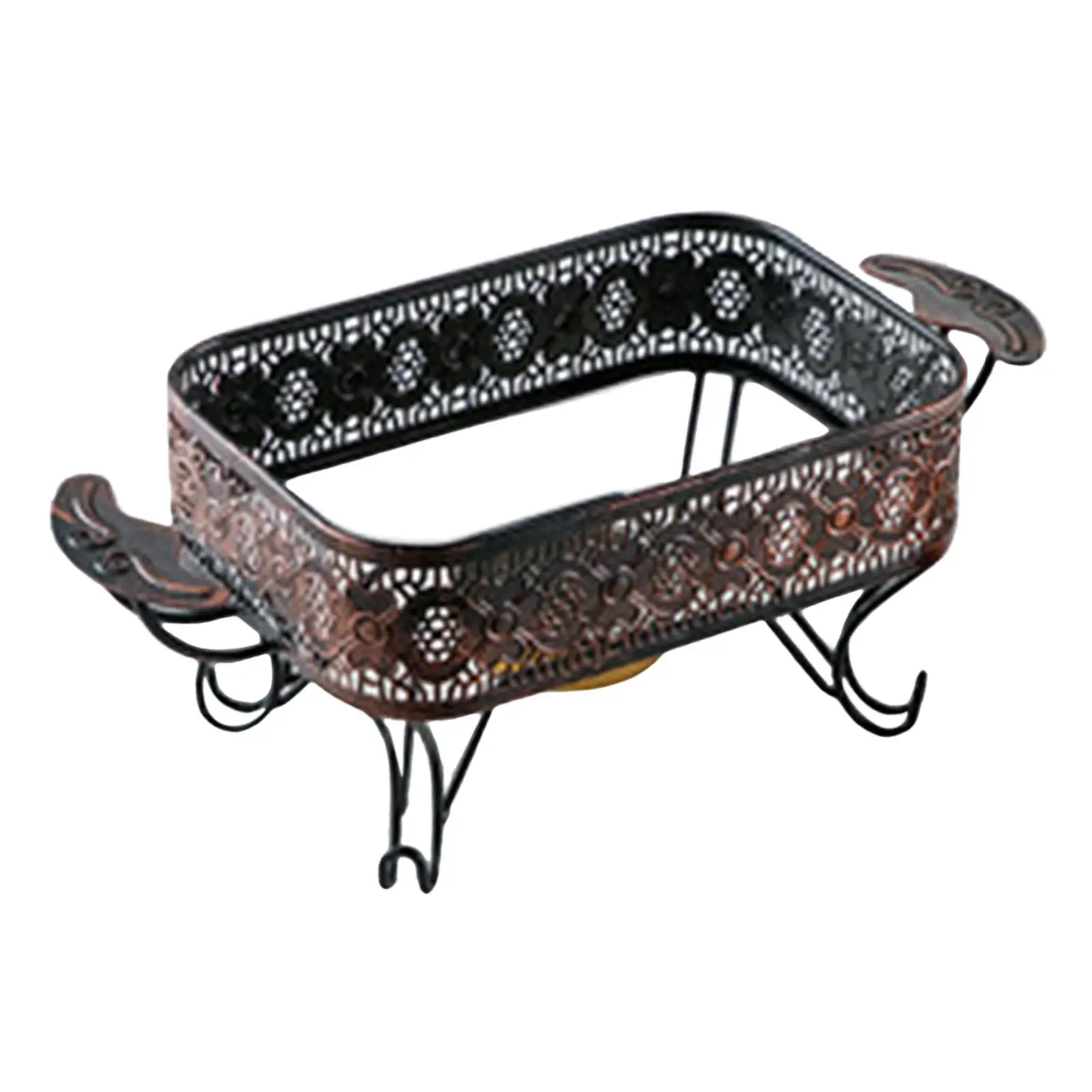 Iron Rack Stand Support for Fish Grill Roasting Pan with Two Gripping Handles Size 27.5x18.5x16cm Accessory Durable Material