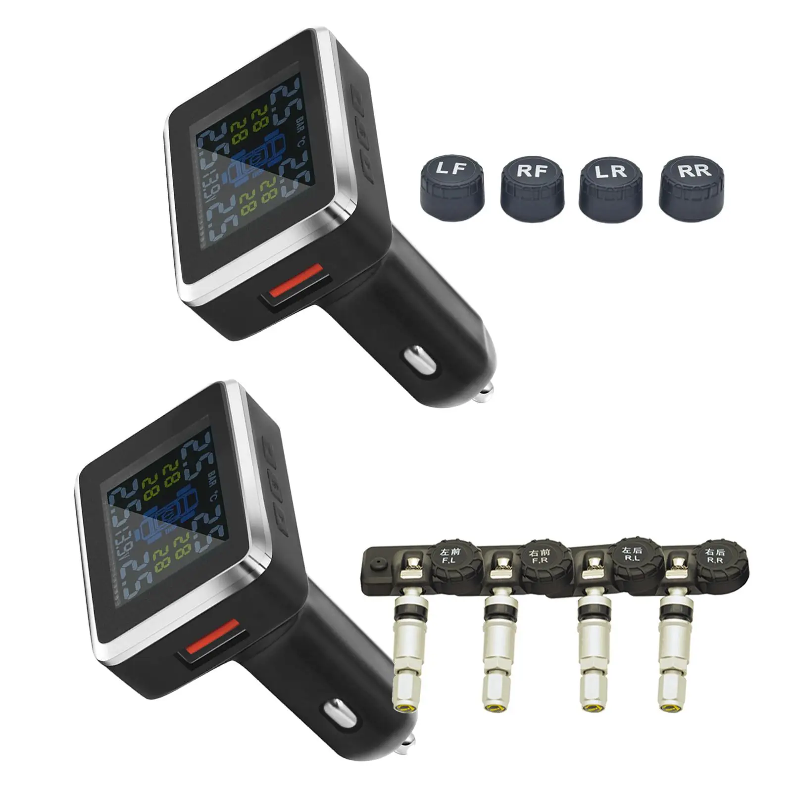 Tire Pressure  System  W/4Pcs  0- Temperature Display Auto Battery Voltage Display Fit for MPV Sedans SUV RV