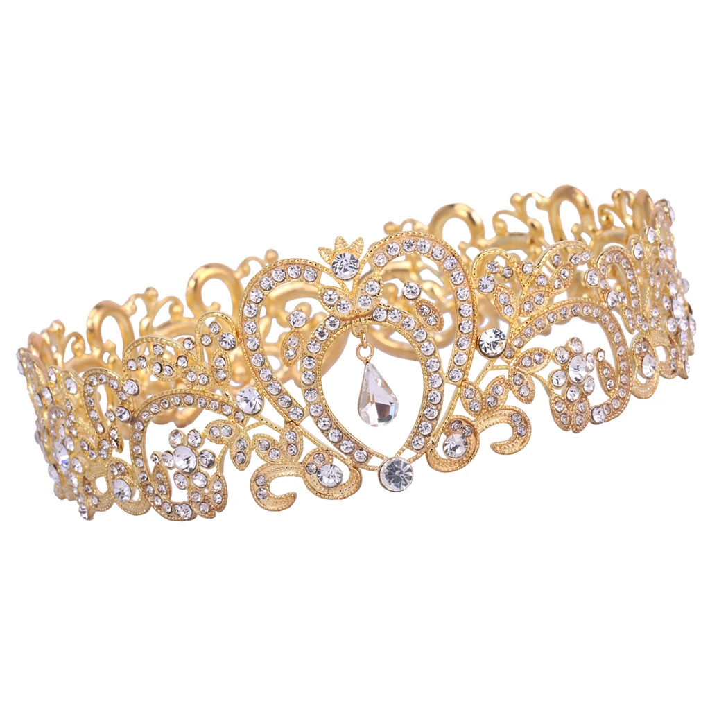 Noble Round Wedding Baroque Drop  Tiara Crown Headband Jewelry