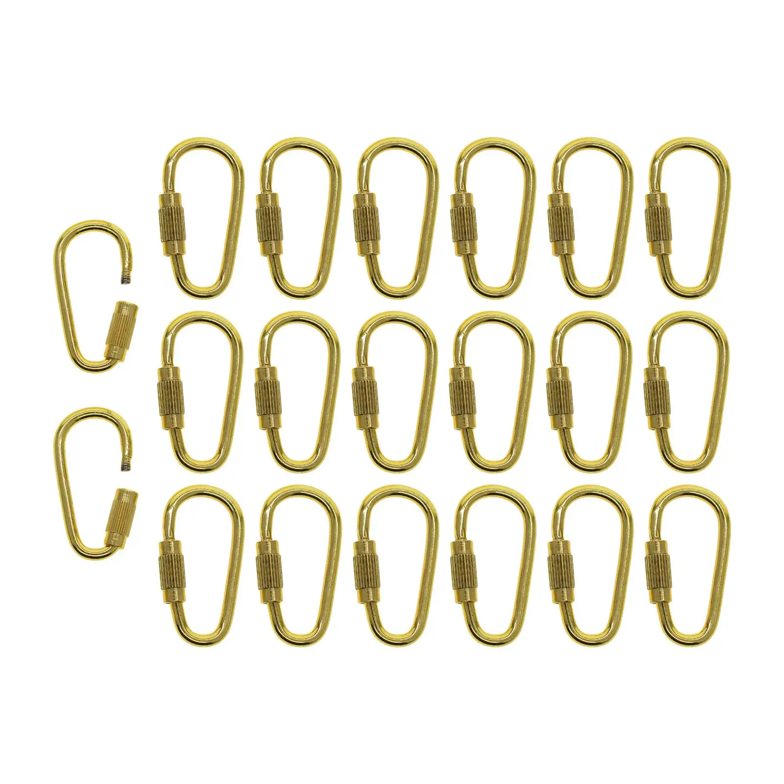 20 Pieces Locking Carabiner Key Ring Keychain Quick Release DIY Jewelry Clasps Hooks Screw Carabiners Outdoor Accessories