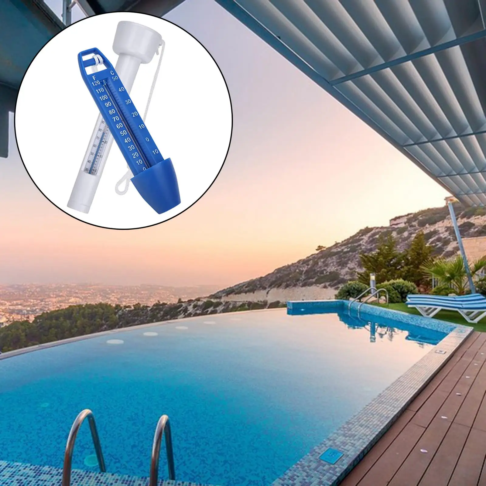 Water Sensor Floating Pool Thermometer Tester with String Indoor Hot Tub