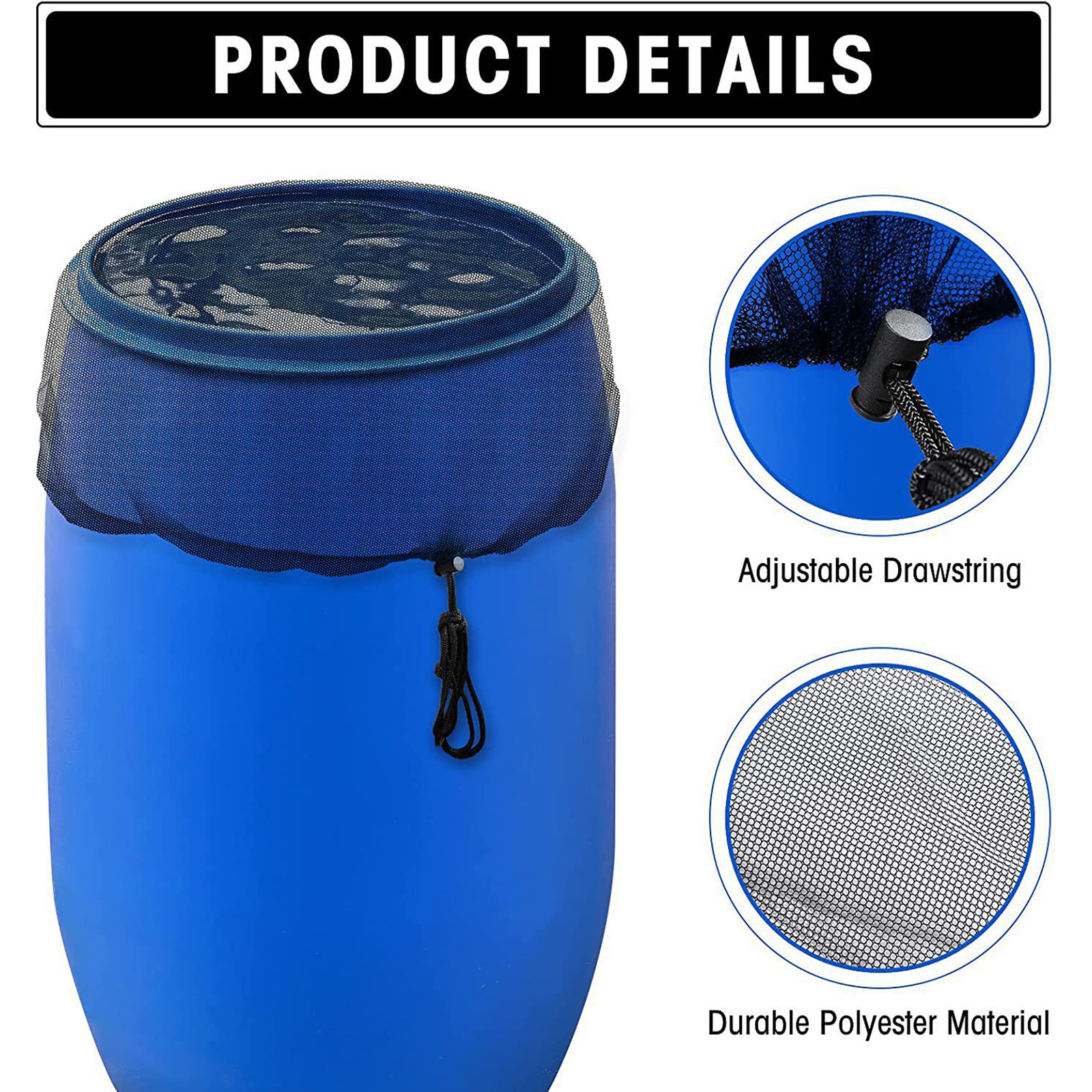 Description Picture 3 of itemMesh Cover Netting for Rain Barrels PVC Water Collection Buckets Tank Raindrop Harvesting Tool Anti-Mosquito Water Protection