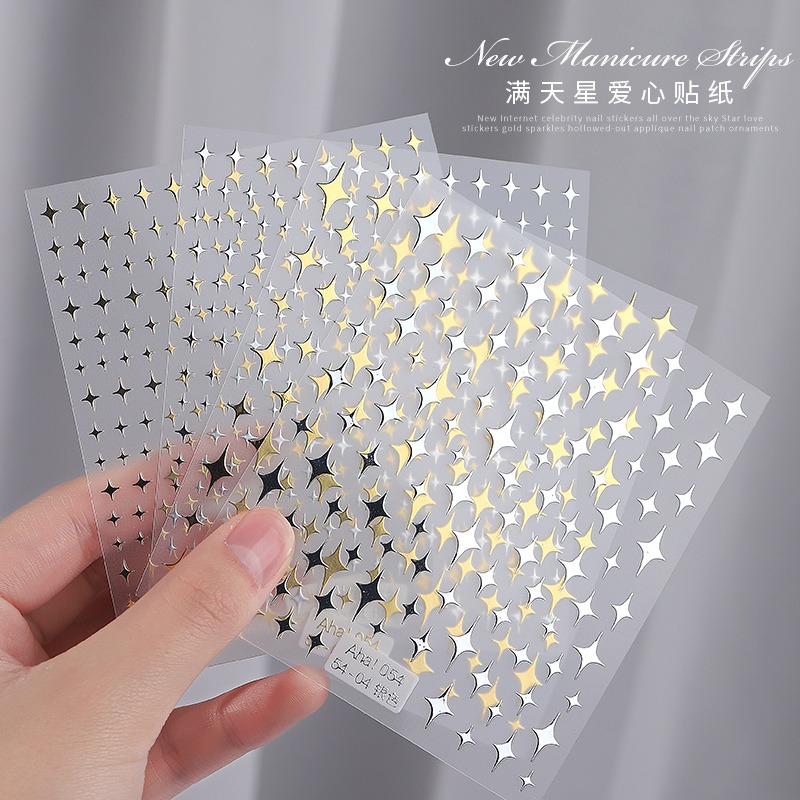 Best of 3D Laser Nail Art Stickers Gold Silvery Black Star Stellate Moon Pattern Manicure Self Adhesive Nail Decals Polish Stickers Reviews & Tips