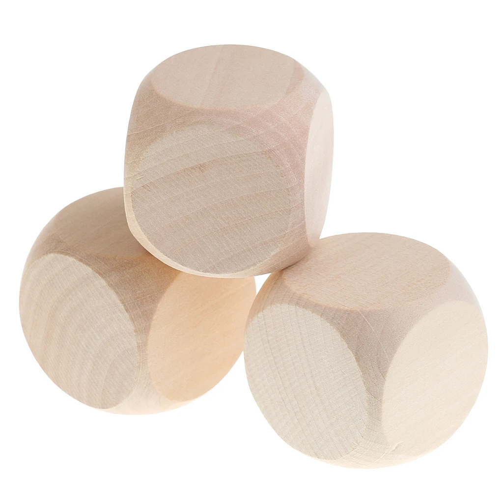 10-pack Wooden Cubes 6 Sided Unfinished Wooden Blocks, Puzzle Making,