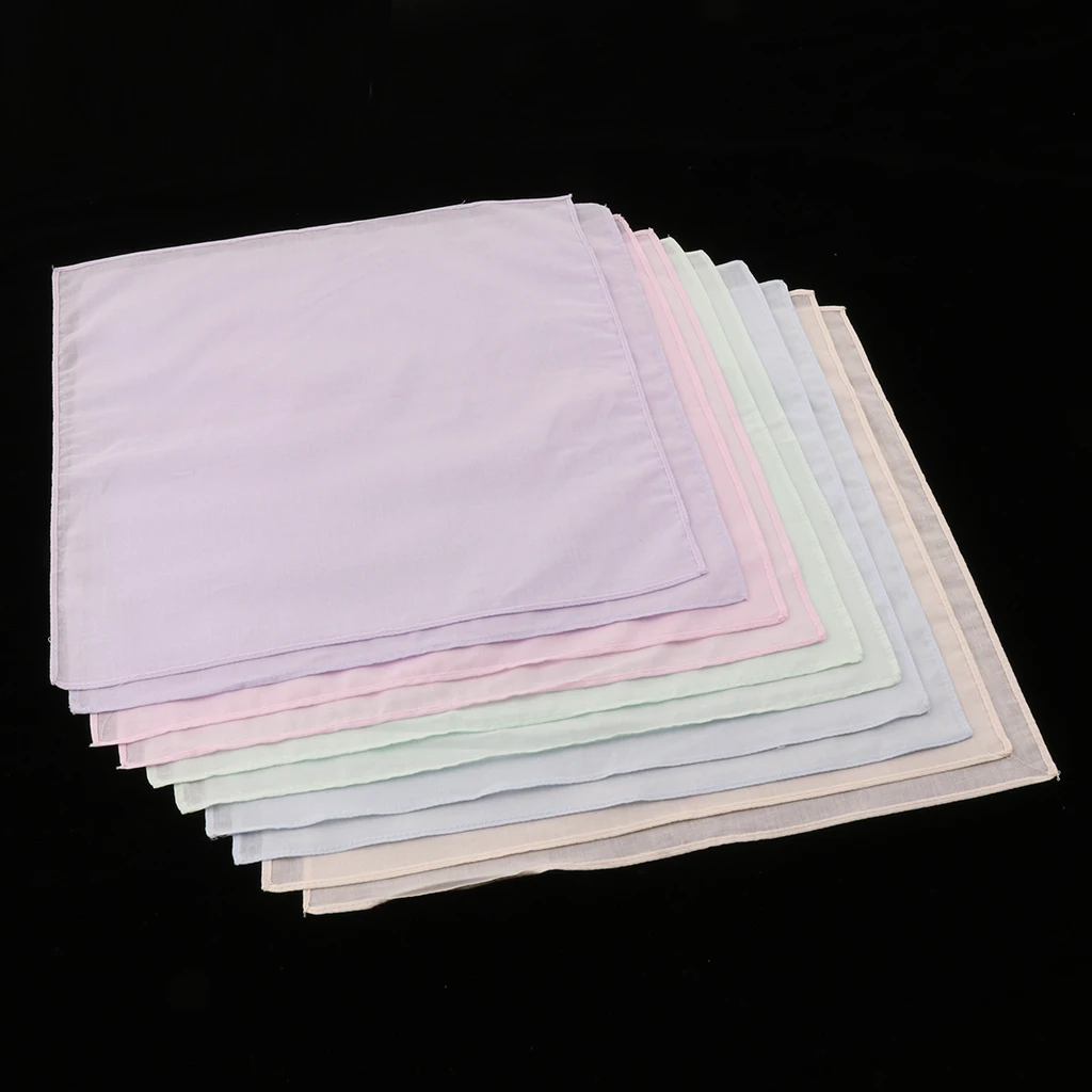 10pieces Soft  Handkerchief Solid Hankies DIY Hanky Kerchiefs