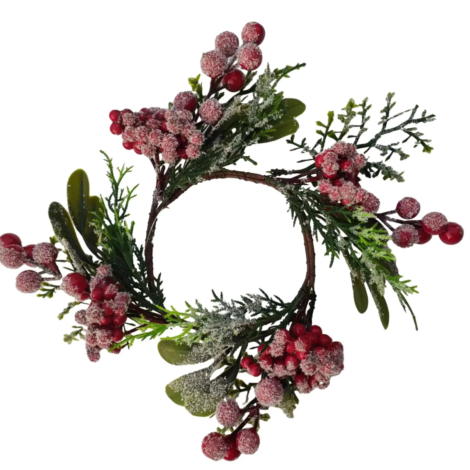 Candle Garland Ring Christmas Decoration Ornament Holiday Party Decor Artificial Christmas Wreath for Window Indoor Home Decor