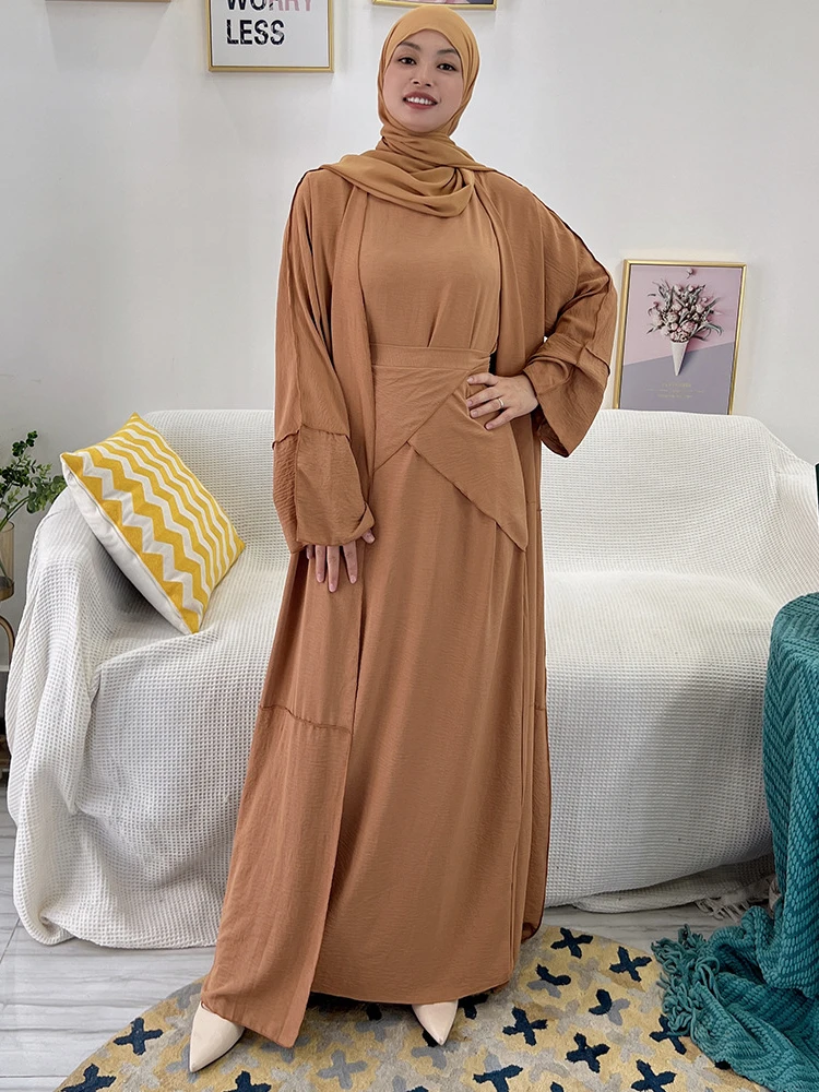 Eid Morocco Muslim Dress Women Abaya 3 Piece Set Kaftans Evening Dresses Woman Dubai Turkey Islam Long Dress Robe Femme Vestidos